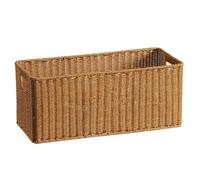 Colcolo Storage Basket Organizer Woven Bin Rectangular Construction with Handwoven Look Reinforced Top Handles Suitable for Kids Room Playroom Bedroom, Light Brown Basket 55x24x23cm
