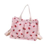Colcolo Strawberry Printed Tote Bag Durability Cute Large Capacity for Commuting Grocery, Pink
