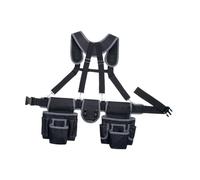 Colcolo Tool Belt with Suspenders Waist Tool Bag Pack Pouch with Multi Pockets for Electricians Hiking Florists Construction Framers, Black Gray