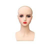 Colcolo Training Head Female Bald Mannequin Head Eyelash Extension Cosmetology Doll Head Manikin Practice Doll Head for Glasses Hat, Red lips A