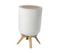 Colcolo Trash Can with Lid Rubbish Bin Household Small Modern Decorative Wastebasket Garbage Can for Indoor Home Office Bedroom Dorm, White