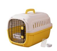 Colcolo Travel Carrier Cat Carrier Crate Kennel With Tray Insert And Hanging Bowl Hard Sided Build With Reliable Latch And Molded Top Carry Handle suitable visits car rides short trips, Yellow