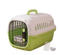 Colcolo Travel Carrier Cat Carrier Crate Kennel With Tray Insert And Hanging Bowl Hard Sided Build With Reliable Latch And Molded Top Carry Handle suitable visits car rides short trips, Green