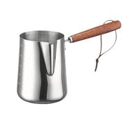 Colcolo Turkish Warmer Coffee Pot Stainless Steel Wooden Handle Multifunctional Frothing Pitcher Chocolate Melting Pan for Household, 600ML