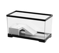 Colcolo Turtle Tank Turtle Habitat Hideout Feeding Box Amphibians Breeding Tortoise Enclosure Starter Turtle Terrarium Indoor Decor, Large Black