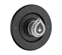 Colcolo Valve Knob with Crystal Style Outer Grip and Red Blue Temperature Markings on the Mounting Plate for Easy Hot Cold Direction Recognition in Shower, Black