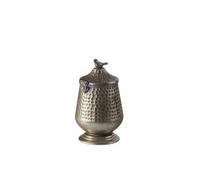 Colcolo Vintage Storage Canister Metal Jar Container with Lid and Bird Finial Distressed Iron Design Handmade for Organized Surfaces and Decor Suitable for Home Reading, Bronze, Bronze A3417