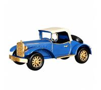 Colcolo Vintage-Style Tin Car Model Detailed Freestanding Vintage Car Display Piece Decorative Hand-Finished Metal Automobile Figurine for Room Decorators, Blue White