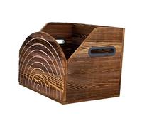 Colcolo Vinyl Case Crate Wooden Album Storage Cube Convenient Handle Tabletop CD Records Organizer for CD Books files Cafe