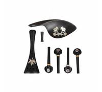 Colcolo Violin Chin Rest Pack Chin Rest Tailpiece Pegs Tail Button Solid Ebony With Polished Surface Suitable for classroom instruction ensemble, Maple Peach Blossom