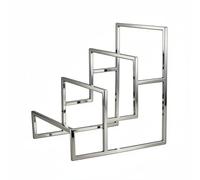 Colcolo Wallet Display Rack Stainless Steel Stand Purse Holder Clutch Organizer Handbag Riser With Mirror Finish Three Tier Stair Layout For Boutique Shelves Department Floors Expo Booths , Silver