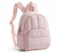 Colcolo Waterproof Rucksack Mini Backpack Daypack Quilted Bag Lightweight Nylon Padded Shoulder Travel Essential Smart Organization Suitable for School Commuting Work, Light Pink