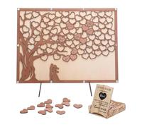 Colcolo Wedding Guest Book Sign, Unique Wood Tree Shape Guest Registry Book with Stand Ornament for Table Centerpiece Decor