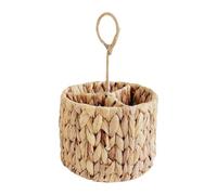 Colcolo Wicker Flatware Storage Basket Water Hyacinth Cutlery Holder Round Multipurpose Divided Utensil Holder for Party Kitchen