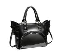 Colcolo Women Shoulder Purse Gothic Satchel Handbag Crossbody Bag Tote With Structured Shape PU Leather With Wing Sides Rivet Details Curved Zip Pocket