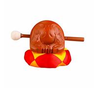 Colcolo Wooden Fish Instrument Temple Block Drum Chanting Tool Wood Hand Carved Polished Surface Intricate Scale Pattern Sound suitable for home altar meditation prayer decor, Yellow, 6 Inch