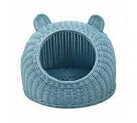 Colcolo Woven Cat Bed No Assembly Required Dome Cat Bed for Cats, Kittens, Indoor Home, Blue, M