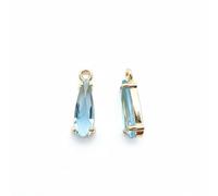 Colcolo Zircon Pendant Teardrop Charm Necklace Component Jewelry Finding Copper Polished Raindrop Feature Suitable for Mixed Media Color Matching Wardrobe Accents, Light Blue
