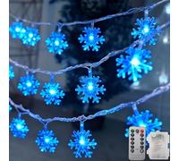 colcutee Christmas Snowflake Lights, 20ft 40LED 8 Modes & Timer Battery Operated Fairy Lights for Indoor/Outdoor Holiday Party Decorations (Blue)