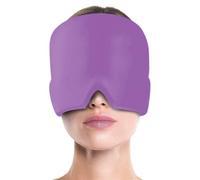 Cold and hot Compress Headgear, Migraine Relief Cap, Reusable Migraine and Headache Relief Cap, Single-Sided Gel Ice Hot Head Wrap for Chronic Migraine (Purple)