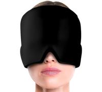 Cold and hot Compress Headgear, Migraine Relief Cap, Reusable Migraine and Headache Relief Cap, Single-Sided Gel Ice Hot Head Wrap for Chronic Migraine (Black)