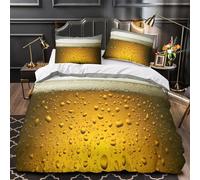 cold_beer_bubble 3D Printed Comforter Cover 3pcs Ultra-Soft Microfibre Skin-Friendly craft_brew_style Quilt Cover 2 Pillow Shams Zippered Closure Machine Washable Kids Teens Room Double（200x200cm）