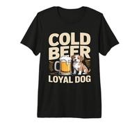 Cold Beer Loyal Dog Funny Beer Lover Dog Premium T-Shirt