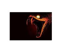 Cold-blooded Black Mamba Snake with Bared Fangs Poster Vintage Art, Wall Canvas, Decoration Aesthetic, Living Room, Kids Room Dormitory, Cafe, Bathroom, Suitable for Bedroom, Gym, Cool Classic 20x30in