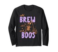 Cold Brew and Boos Halloween Iced Coffee Lover Fall Autumn Long Sleeve T-Shirt