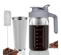 Cold Brew Coffee Maker Pitcher, 32 oz Thick Glass Mason Jar Spout Lid with Handle & Stainless Steel Filter for Iced Brew Coffee, Ice Lemonade, Sun Tea, Fruit Drinks Container