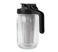 Cold Brew Coffee Maker Pitcher, 34oz Thick Glass Jar with Stainless Steel Filter, Spout Lid and Handle, Dishwasher Safe, for Home and Office