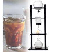 Cold Brew Coffee Maker - Slow Drip Ice Chilling Coffee Tower, Large Capacity for 5-8 Cups, Handmade Glass and Pine Wood Frame, Ideal for Office and Commercial Use