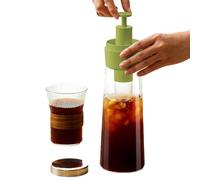 Cold Brew Coffee Maker Small Glass - Press Type Cold Brew Coffee Pot, Airtight Sealing, Heavy Duty Iced W/Cap Lid And Spoutwith Removable Mesh Filter For Home Studio Breakroom Cafe Businesses