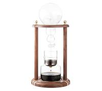 Cold Brew Coffee Tower, Ice Drip Coffee Maker with 600 ml Borosilicate Glass Pot, Wooden Frame and Drip Speed Control Valve for Home or Office