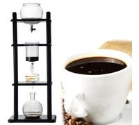 Cold Brew Drip Tower Iced Coffee Maker - Style Glass Container with Wood Stand, Brews 5-8 Cups, Perfect for Commercial Offices and Home Use
