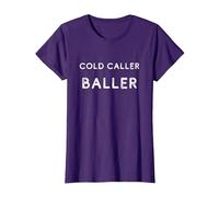 Cold Caller Baller Classic Distressed Text Tech Sales T-Shirt, Women, Purple, Medium