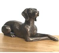 Cold Cast Bronze Weimaraner ornament figurine by Harriet Glen, heavy weight and cold to the feel, beautiful Dog Lover Gift or collectable, 23.5cm long