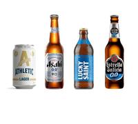 Cold Classics Lager Alcohol Free Beer Box Mixed Case | 12 Pack with Athletic Lager, Asahi 0.0, Lucky Saint and Estrella Galicia 0.0 | Non Alcoholic