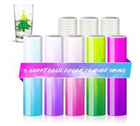 Cold Colour Change Smart Vinyl Permanent for Cricut Joy Xtra 5 Colour Cold Colour Changing Smart Adhesive Vinyl Permanent with 3 Transfer Films 24 x 30.5 cm Plotter Set for DIY Cups Car Decoration