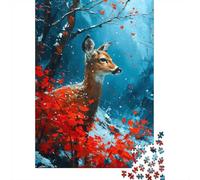 Cold Deer in Cherry Tree Puzzle 1000 Pieces for Adults, Animal Theme Jigsaw, Relaxing Weekend Challenge, 70x50cm/1000pcs