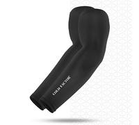 COLD FACTOR Compression Arm Sleeves, Quick-Activating Water-Based Cooling Technology, UPF 50+, Moisture Wicking, Black, L-X-L