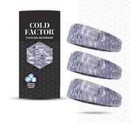 COLD FACTOR Cooling Headband for Women and Men - UPF 50+ Advanced Evaporative Comfort, Instant Cooling Sweatband for Outdoor Sports, Fitness, Yoga, Hiking, Running, and Workout - 3 Pack (Camo)