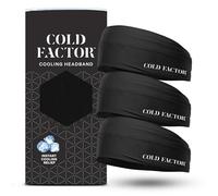 COLD FACTOR Cooling Headband for Women and Men - UPF 50+ Advanced Evaporative Comfort, Instant Cooling Sweatband for Outdoor Sports, Fitness, Yoga, Hiking, Running, and Workout - 3 Pack (Black)