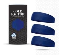 COLD FACTOR Instant Cooling Headband 3 Pack | Advanced Evaporative Comfort for Sports & Outdoor | UPF 50+ Protection | Long-Lasting Coolness | Ideal for Fitness, Hiking, Yoga, & Running (Navy Blue)