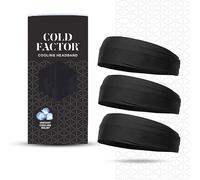 COLD FACTOR Instant Cooling Headband 3 Pack (Black) | Advanced Chemical-Free Evaporative Cooling Technology | Sweat Band | Ideal for Sports, Yoga, Outdoor Activities Like Hiking & Golf