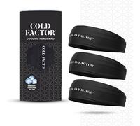COLD FACTOR Instant Cooling Headband 3 Pack (Black) | Advanced Chemical-Free Evaporative Technology | 2+ Hours of Cooling | Ideal for Sports, Yoga, Outdoor Activities Like Hiking & Golf