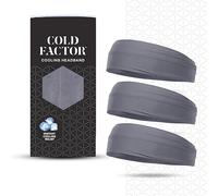 COLD FACTOR Instant Cooling Headband 3 Pack (Gray) | 2+ Hours Cooling | UPF 50+ UV Protection & Moisture Wicking | For Athletic Enthusiasts