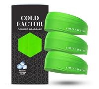 COLD FACTOR Instant Cooling Headband 3 Pack (Lime) | Advanced Chemical-Free Evaporative Cooling Technology |2+ Hours of Cooling | Ideal for Sports, Yoga, Outdoor Activities Like Hiking & Golf