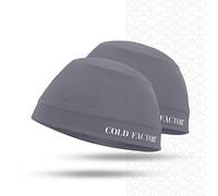 COLD FACTOR Instant Cooling Skull Cap and Helmet Liner 2 Pack | UPF 50+ | Chemical-Free Evaporative Cooling | Lasts 2+ Hours, Gray, One size