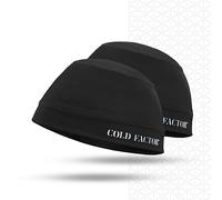 COLD FACTOR Instant Cooling Skull Cap & Helmet Liner 2 Pack | UPF 50+, Lite Chemical-Free Evaporative Cooling, Lasts 2+ Hours, Black, One size